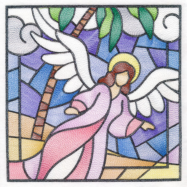 Classic Stained Glass Nativity Scene - Heavenly Angel 1
