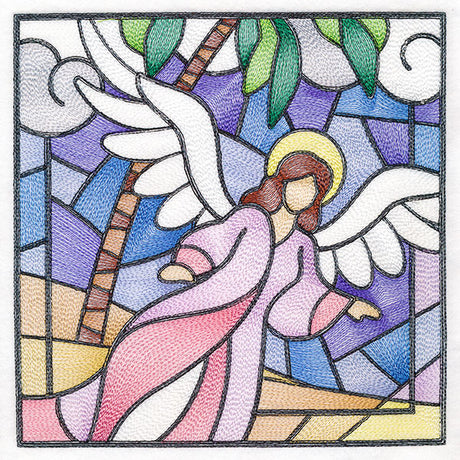 Classic Stained Glass Nativity Scene - Heavenly Angel 1