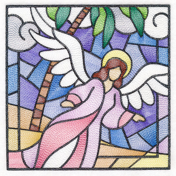 Classic Stained Glass Nativity Scene - Heavenly Angel 1