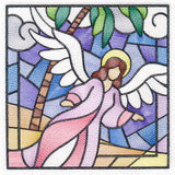 Classic Stained Glass Nativity Scene - Heavenly Angel 1