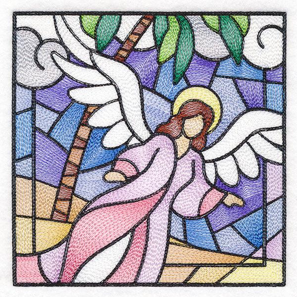 Classic Stained Glass Nativity Scene - Heavenly Angel 1