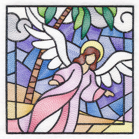 Classic Stained Glass Nativity Scene - Heavenly Angel 1