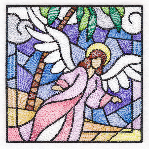 Classic Stained Glass Nativity Scene - Heavenly Angel 1