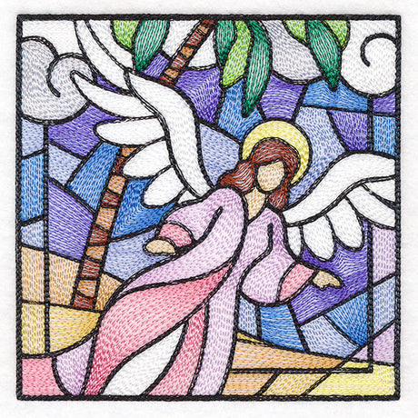Classic Stained Glass Nativity Scene - Heavenly Angel 1