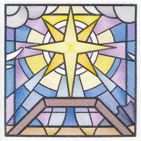 Classic Stained Glass Nativity Scene - Star of Bethlehem