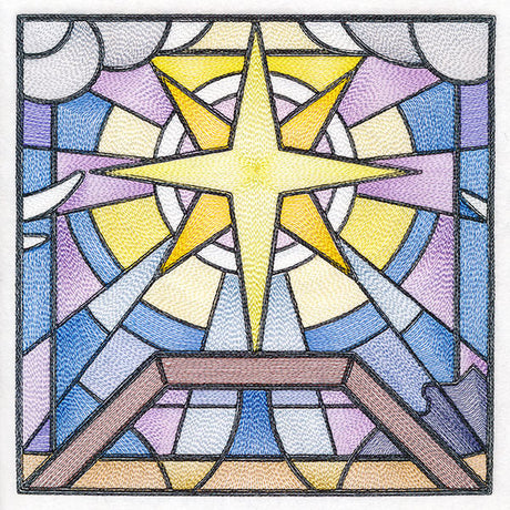Classic Stained Glass Nativity Scene - Star of Bethlehem