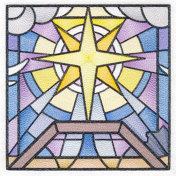 Classic Stained Glass Nativity Scene - Star of Bethlehem
