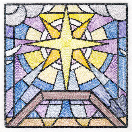 Classic Stained Glass Nativity Scene - Star of Bethlehem