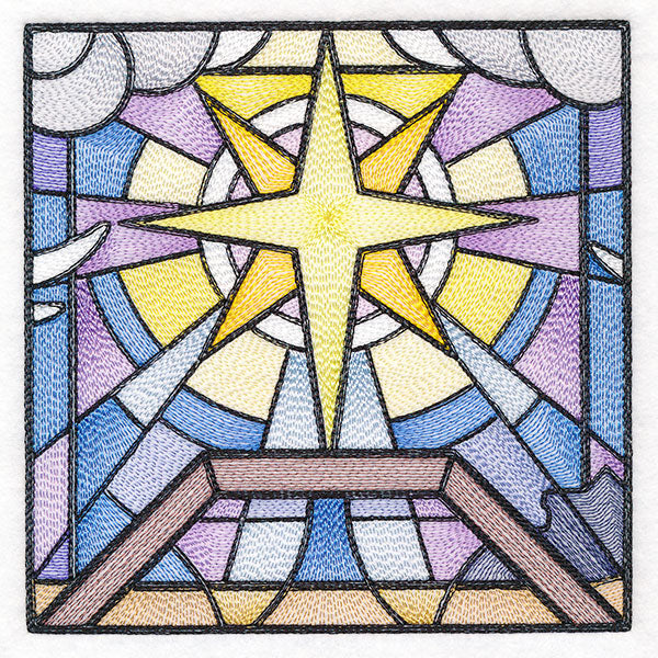Classic Stained Glass Nativity Scene - Star of Bethlehem