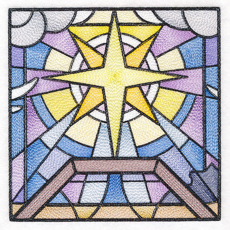 Classic Stained Glass Nativity Scene - Star of Bethlehem