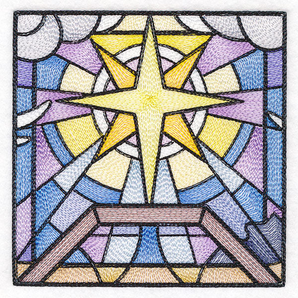 Classic Stained Glass Nativity Scene - Star of Bethlehem