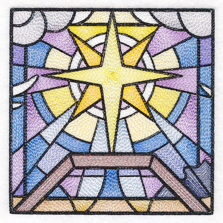 Classic Stained Glass Nativity Scene - Star of Bethlehem