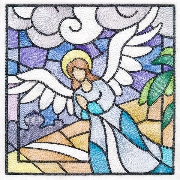 Classic Stained Glass Nativity Scene - Heavenly Angel 2