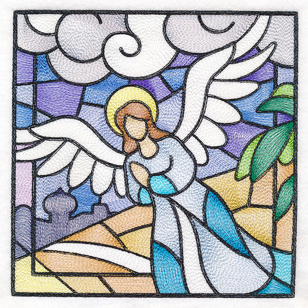 Classic Stained Glass Nativity Scene - Heavenly Angel 2