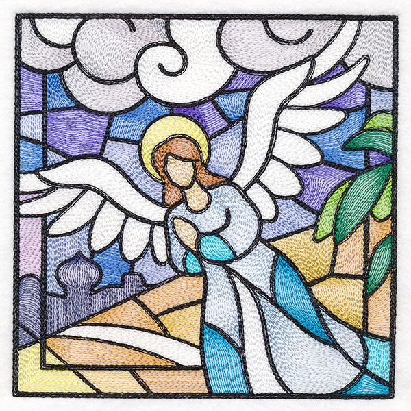 Classic Stained Glass Nativity Scene - Heavenly Angel 2