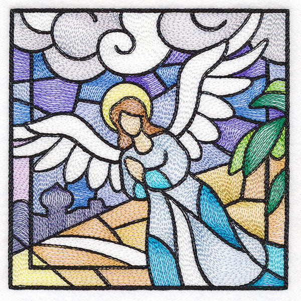 Classic Stained Glass Nativity Scene - Heavenly Angel 2
