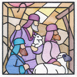 Classic Stained Glass Nativity Scene - The Shepherds