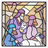 Classic Stained Glass Nativity Scene - The Shepherds