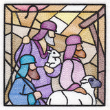 Classic Stained Glass Nativity Scene - The Shepherds
