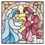 Classic Stained Glass Nativity Scene - The Holy Family