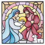 Classic Stained Glass Nativity Scene - The Holy Family