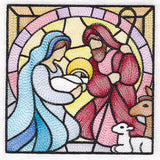 Classic Stained Glass Nativity Scene - The Holy Family