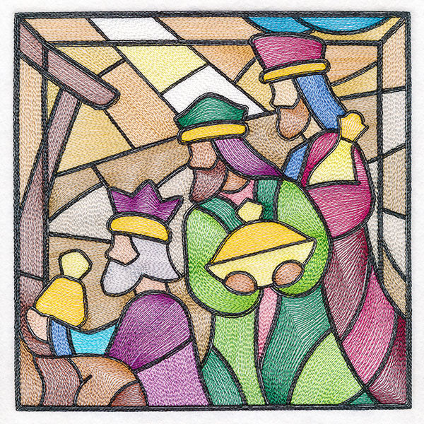 Classic Stained Glass Nativity Scene - Three Wise Men