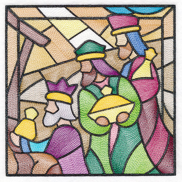 Classic Stained Glass Nativity Scene - Three Wise Men