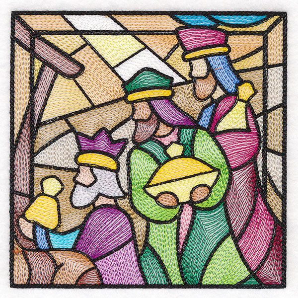 Classic Stained Glass Nativity Scene - Three Wise Men