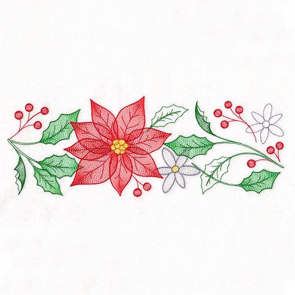 Cascading Poinsettias Christmas Border