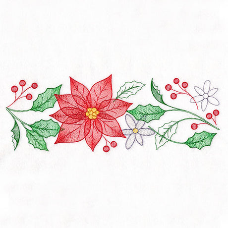 Cascading Poinsettias Christmas Border