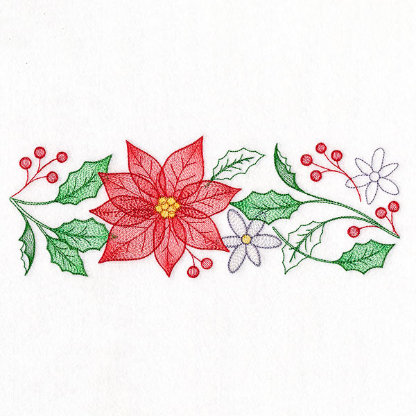 Cascading Poinsettias Christmas Border