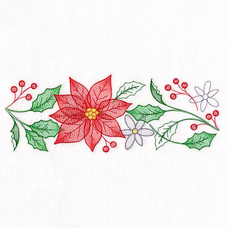 Cascading Poinsettias Christmas Border