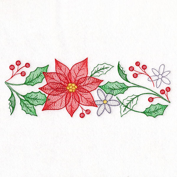 Cascading Poinsettias Christmas Border