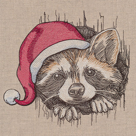 Peeking Christmas Raccoon