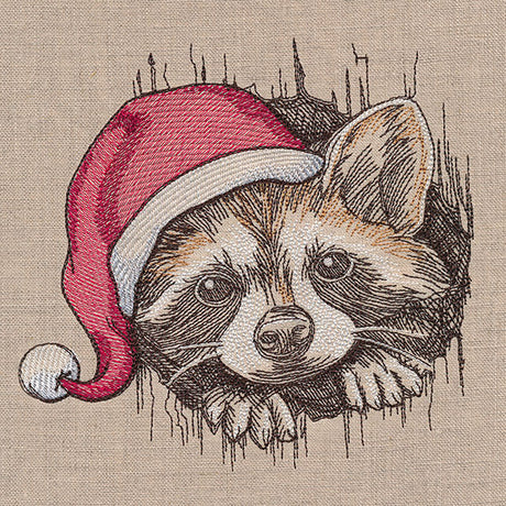 Peeking Christmas Raccoon