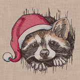 Peeking Christmas Raccoon