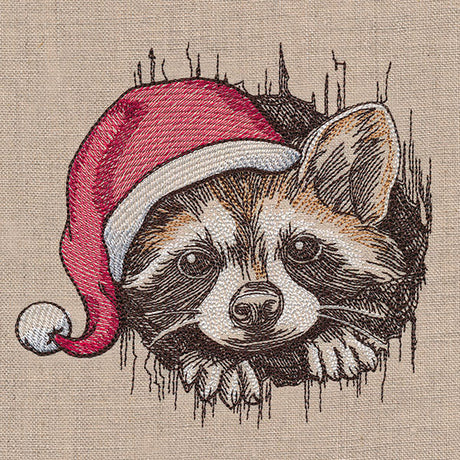 Peeking Christmas Raccoon