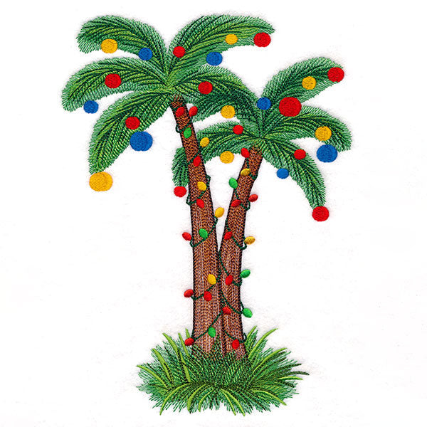 christmas palm plant Island Christmas Palm Tree in Lights All Sizes | Machine Embroidery Design