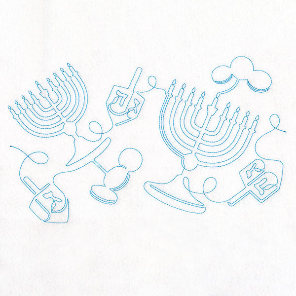 Menorahs and Gelt on Hanukkah  (Edge-to-Edge Quilting)