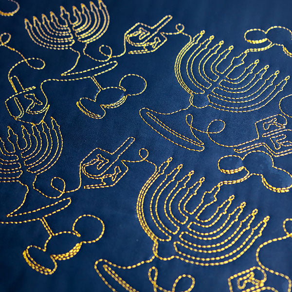 Menorahs and Gelt on Hanukkah  (Edge-to-Edge Quilting)