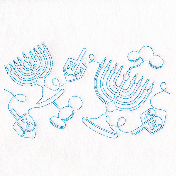 Menorahs and Gelt on Hanukkah  (Edge-to-Edge Quilting)