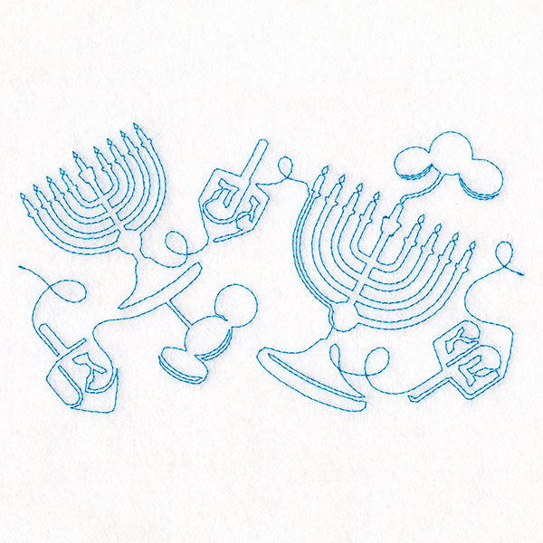 Menorahs and Gelt on Hanukkah  (Edge-to-Edge Quilting)