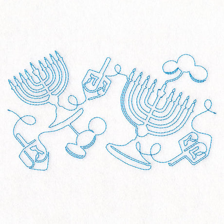 Menorahs and Gelt on Hanukkah  (Edge-to-Edge Quilting)