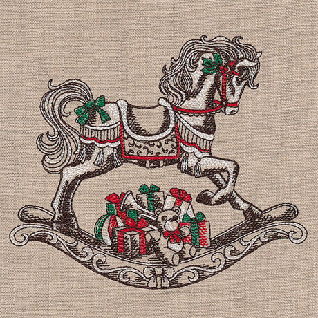 Merry Christmas Rocking Horse Etching