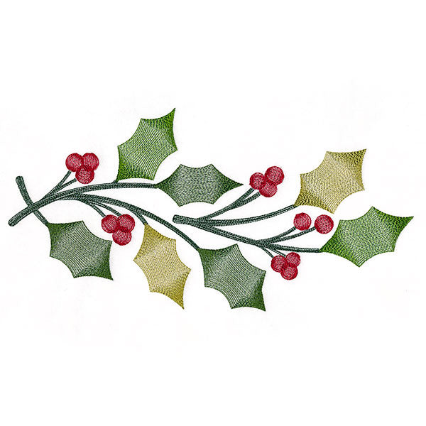 Merry and Sheer Christmas Holly Border – Embroidery Library