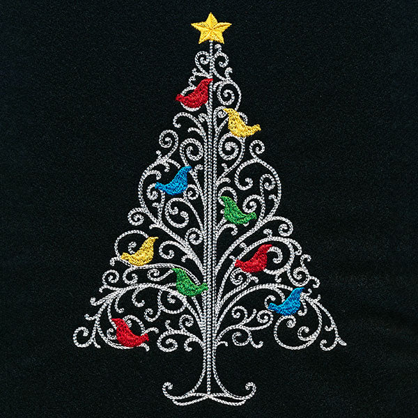 Fancy Filigree and Birds Christmas Tree