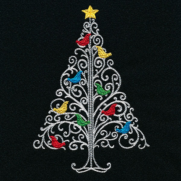 Fancy Filigree and Birds Christmas Tree