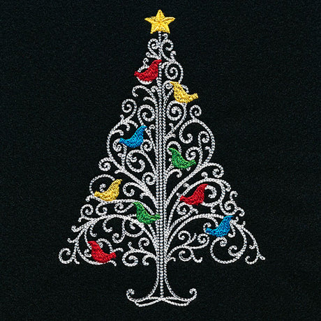 Fancy Filigree and Birds Christmas Tree