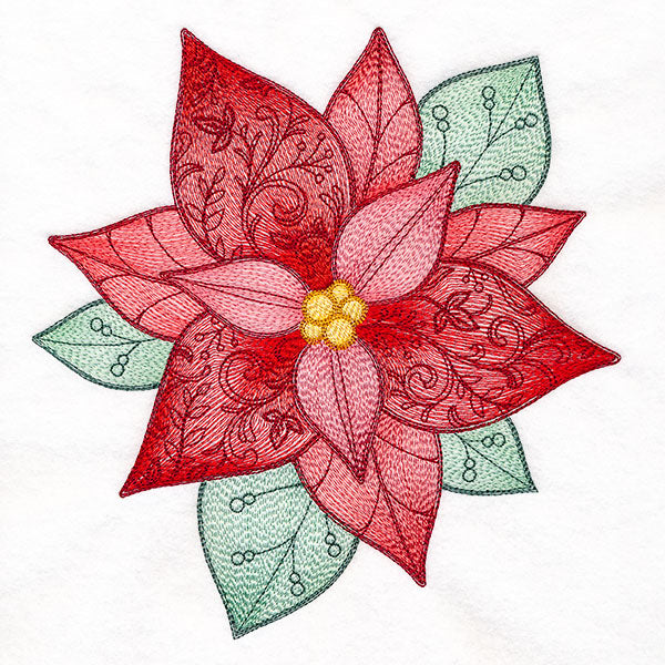 Swirling Christmas Details Poinsettia